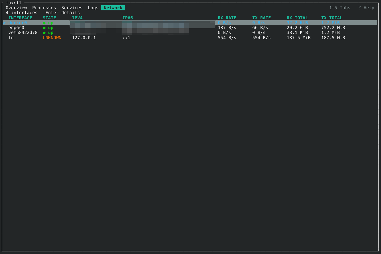 The Network screen